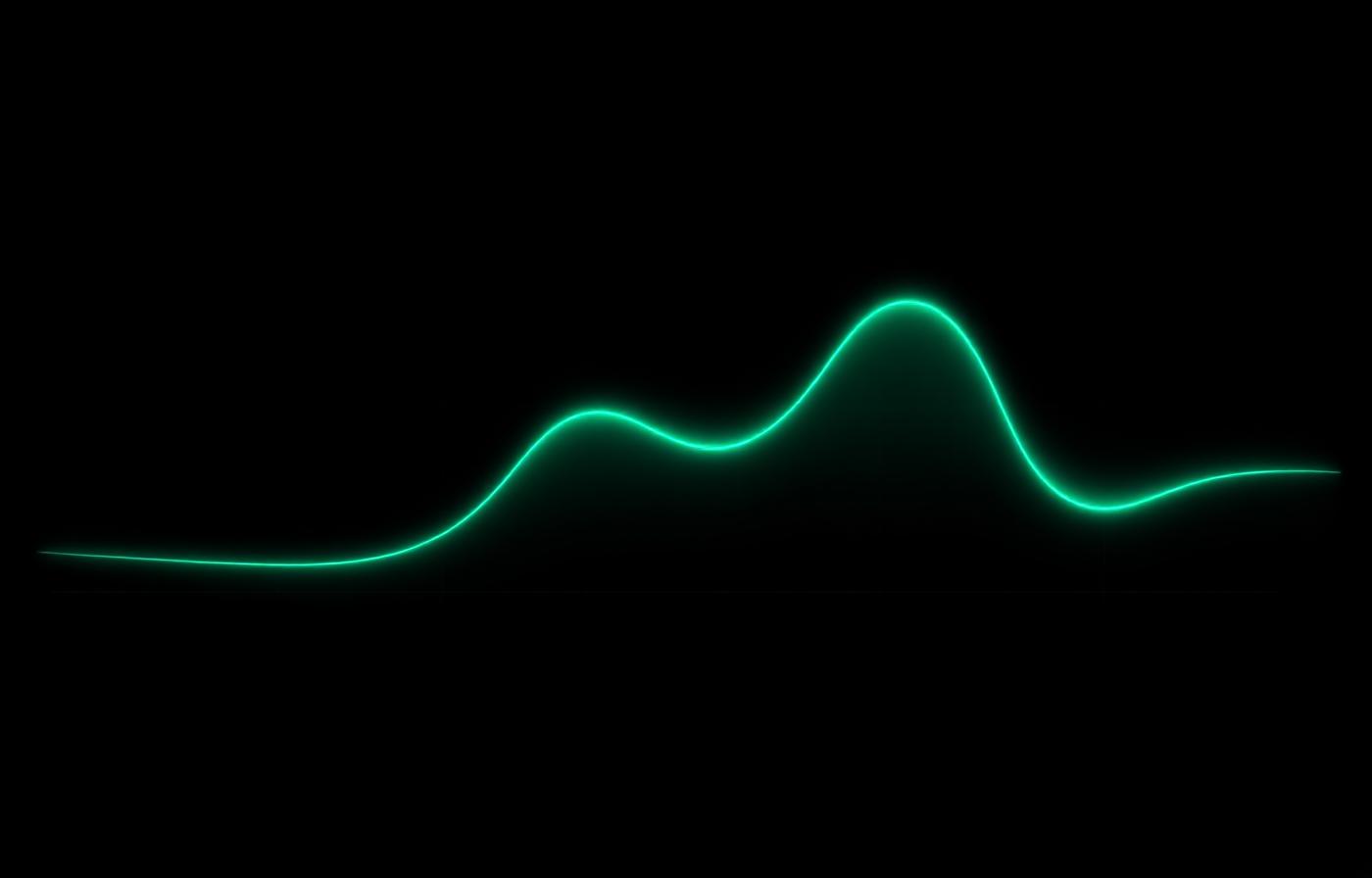 Stylised continuous glucose monitor curve glowing green on a dark background